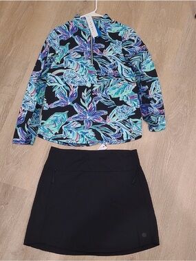 Tribal Teal, Aqua & Purple Floral Rash Guard Set